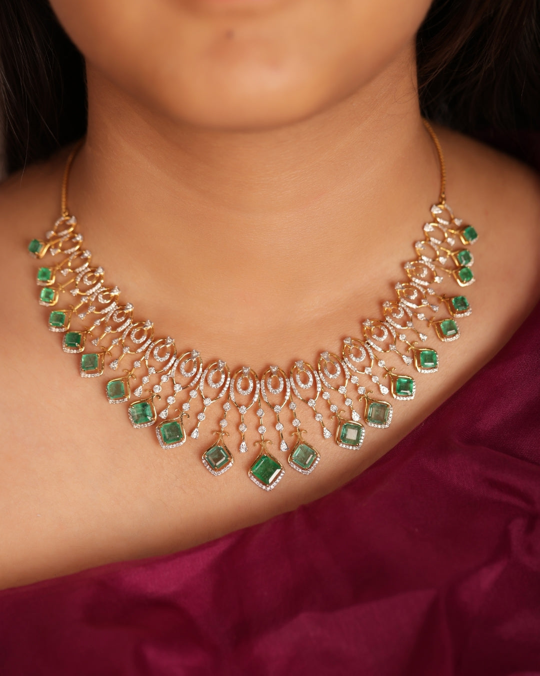 Princess Emerald And Diamond Necklace