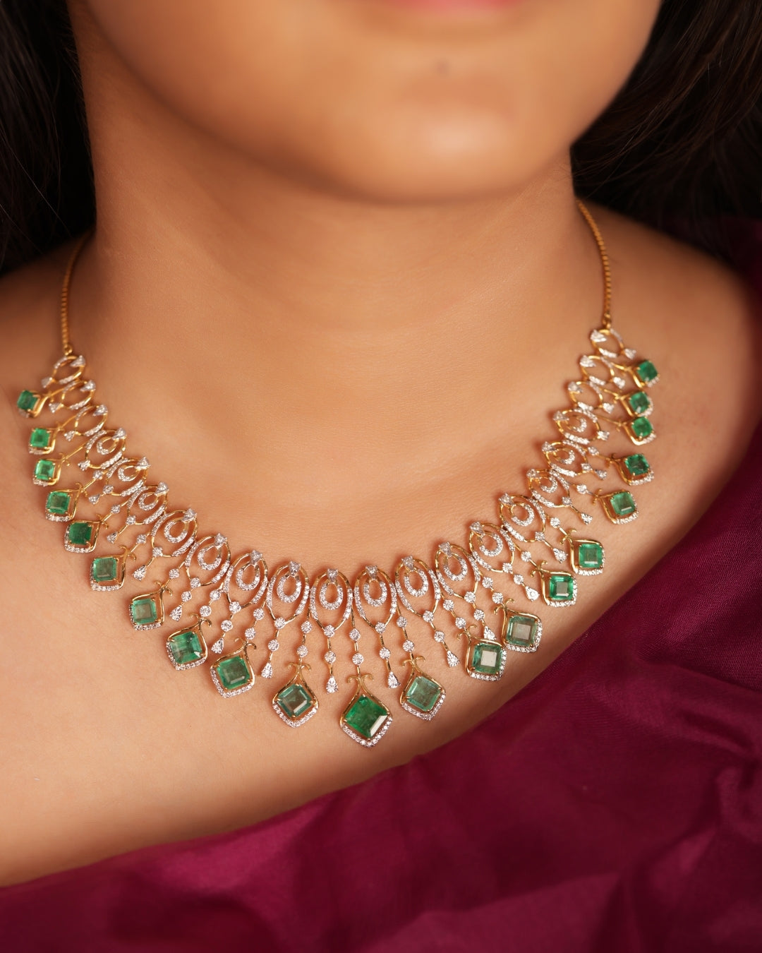 Princess Emerald And Diamond Necklace