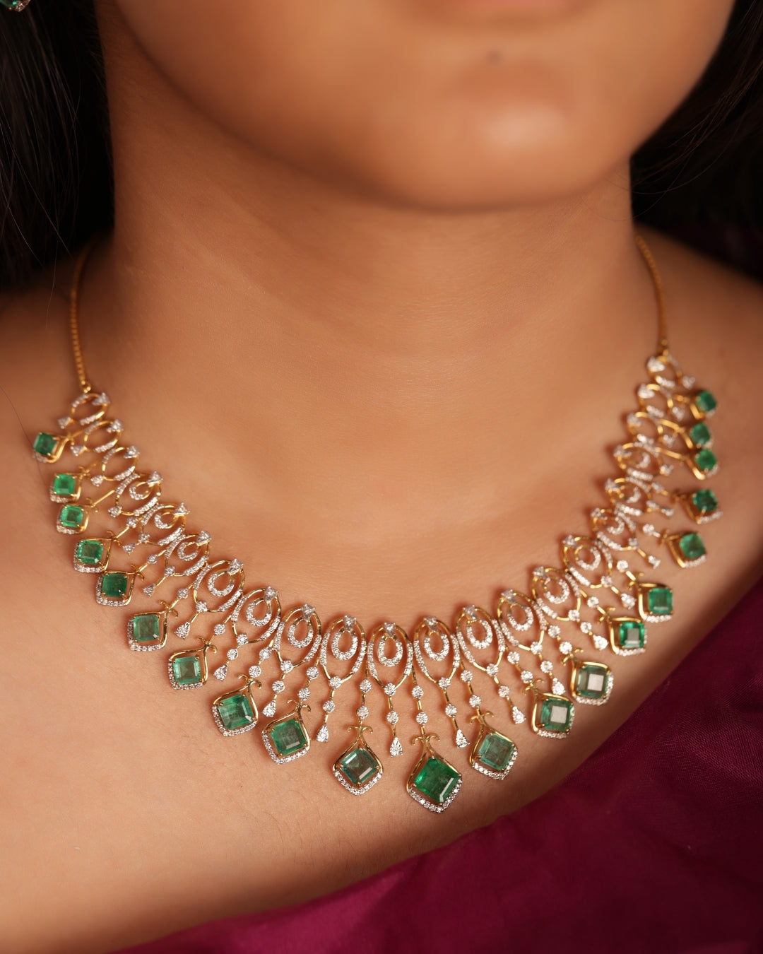 Princess Emerald And Diamond Necklace